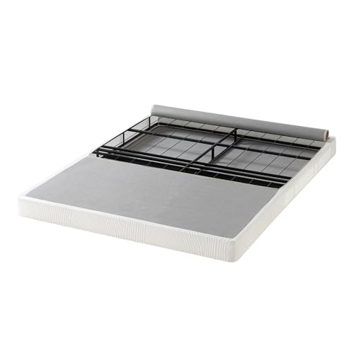 ZINUS 4 Inch Box Spring with Cover, No Assembly Mattress Foundation, Sturdy Metal Structure, Queen, White