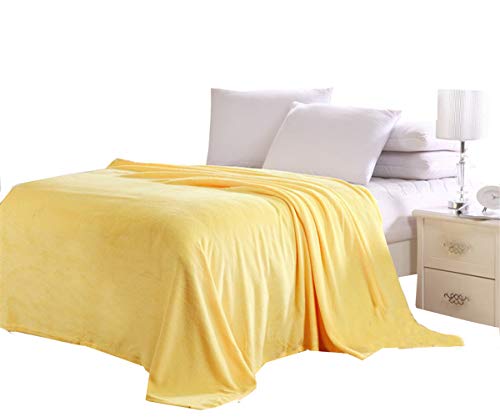 Nattey Fleece Blanket Full Size Bed,Solid Flannel Plush Bed Blankets, Microfiber Lightweight Blanket for for Double Bed, Sofa,Couch,Travel-Yellow Color - Click to Buy
