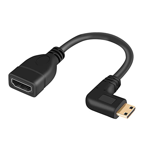Mini HDMI to HDMI, CableCreation Left Angle Mini-HDMI Male to HDMI Female Converter Adapter Cable (0.5 Feet), Support 3D, 1080P Resolution, 0.15M/ Black - Click to Buy