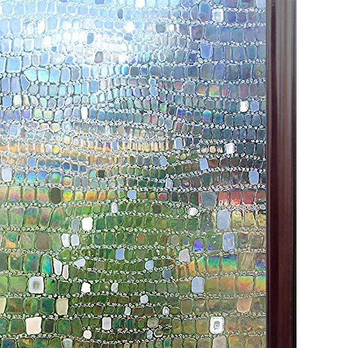 Rabbitgoo No Glue Static Cling Privacy Glass 3D Pebble Window Films 2.95ft By 6.5ft (35.4In. by 78.7In.) - Click to Buy