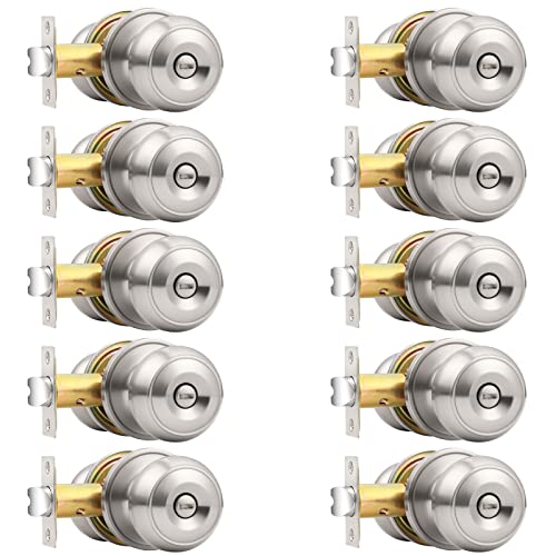 Probrico Bed/Bath Room Door Knobs and Handles in Satin Nickel Wholesale Privacy Door Knob Locks (10Pack) - Click to Buy