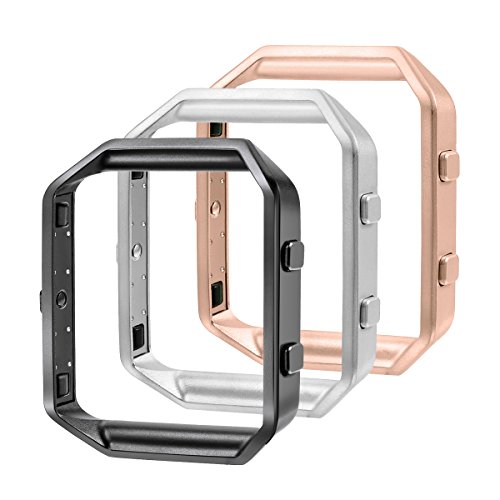 bayite Replacement Accessory Steel Frame Compatible Fitbit Blaze Smart Watch Pack of 3, Black, Silver and Rose Gold - Click to Buy