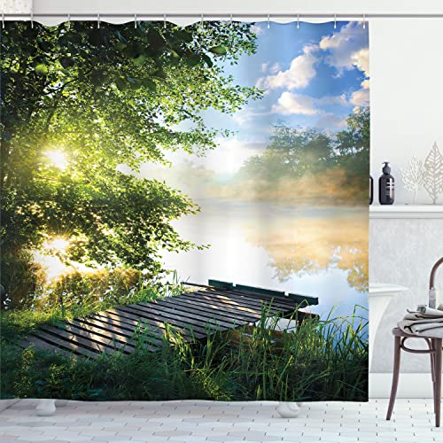 Ambesonne Octopus Rosen Blätter Tentakel Kraken Vintage Rustikal Retro Print Mode Modern Badezimmer Deko Duschvorhang Rot Grün Grau Beige 69" W x 70" L Multi 11 - Click to Buy