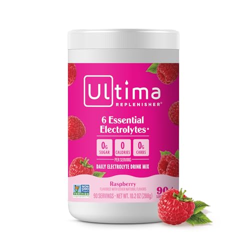 Ultima Replenisher Daily Electrolyte Powder Drink Mix – Raspberry, 90 Servings – Hydration Powder with 6 Key Electrolytes and Trace Minerals – Keto Friendly, Vegan, Non-GMO and Sugar-Free - Click to Buy
