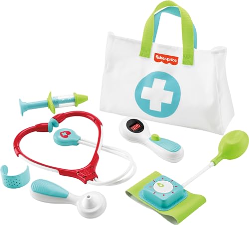 Fisher-Price Preschool Pretend Play Medical Kit 7-Piece Doctor Bag Dress Up Toys for Kids Ages 3+ Years - Click to Buy