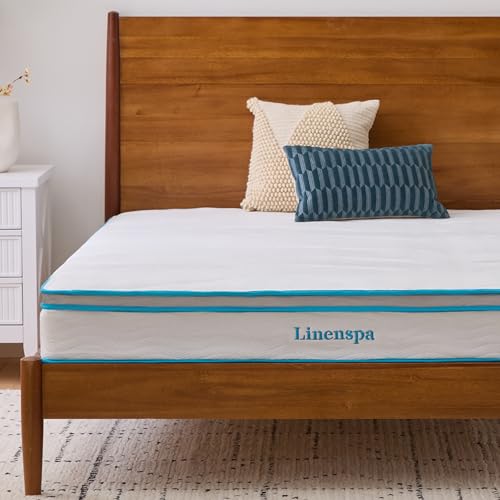 Linenspa 8 Inch Memory Foam and Spring Hybrid Mattress - Medium Firm Feel - Bed in a Box - Quality Comfort and Adaptive Support - Breathable - Cooling - Guest Bedroom - California King Size - Click to Buy