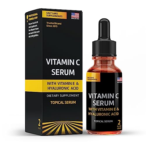 Salt Lake Supplements Vitamin C Serum Face And Skin Rejuvenation With Hyaluronic Acid And Vitamin E Battles Signs Of Aging By Moisturizing And Boosting Antioxidant Levels For A Wrinkle-Free & Younger Skin