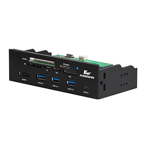Kingwin Powered USB Hub 3.0 w/ 1 USB-C Port, SD Card Reader & Micro SD Card Reader - Sata Power Port w/Lightning Speed Data Transfer Up to 5Gbps - 5.25" Computer Case Front Bay, black (KW525-3U3CR) - Click to Buy
