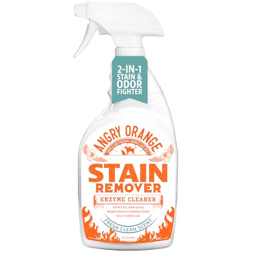 Angry Orange Pet Stain Remover for Cat Urine and Stains - Enzyme Cleaner - Fresh Scent - 32 oz