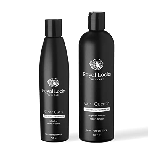 Conditioner and Hydrating Shampoo Set for Curly Hair | Sulfate and Paraben Free Keratin Rich | For Curly Wavy Textured Grey or Fine Hair .by Royal Locks Argan and Macadamia Nut Oils - Click to Buy
