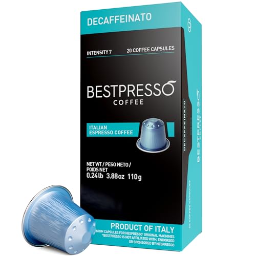 Bestpresso Coffee for Nespresso Original Machine 120 pods Certified Genuine Espresso Decaffeinato Blend(Medium Intensity) Pods Compatible with Nespresso Original 60 Days Satisfaction Guarantee - Click to Buy