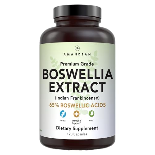 AMANDEAN Boswellia Serrata Extract. 500mg 120 Veggie Capsules. 65% Boswellic Acids with AKBA. Indian Frankincense Inflammation Supplement. Joint Health Support. (Packaging May Vary) - Click to Buy