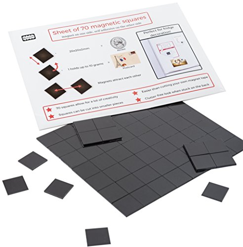 Magnefic Magnetic Squares, 1 Tape Sheet of 70 Magnetic Squares (Each 20x20x2mm), Magnet on one Side, Self Adhesive on The Other Side. Perfect for Fridge Organisation, Art Project, Vision Board - Click to Buy