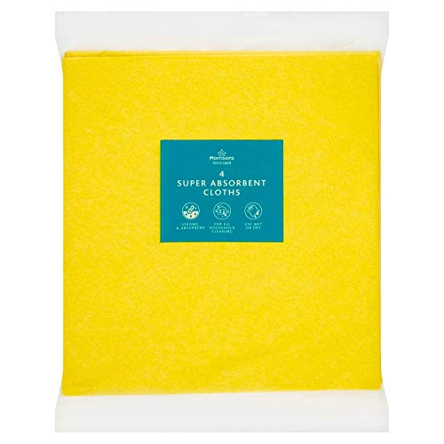 Morrisons Super Absorbent Cloths, 1 pack of 4 cloths, Yellow - Click to Buy