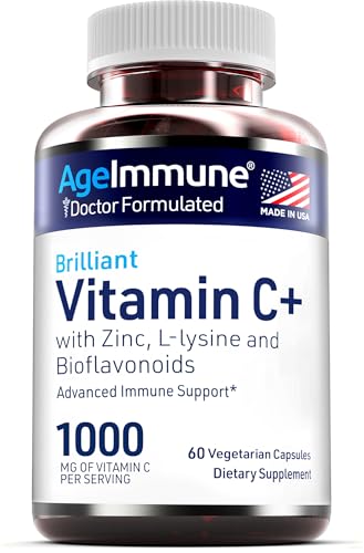 Vitamin C 1000mg Complex with L-Lysine 500mg, Zinc 12mg, Bioflavonoids 300mg. Doctor Formulated Magnesium Stearate Free Supplements for Healthy Immune System Support.(1) - Click to Buy