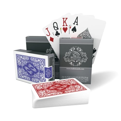 Bullets Playing Cards – Waterproof Playing Cards, 2 Decks with Jumbo Index, Two Pips, & Cut-Card – Smooth Feel – Ideal for Texas Hold’em, Poker Nights, Casino Games, and Play Cards for Adults 2 Decks - Click to Buy