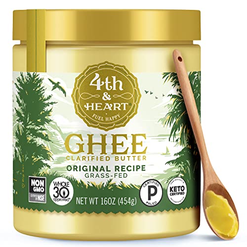 4th & Heart Original Grass-Fed Ghee, Clarified Butter, Keto, Pasture Raised, Lactose and Casein Free, Certified Paleo (16 Ounces) - Click to Buy