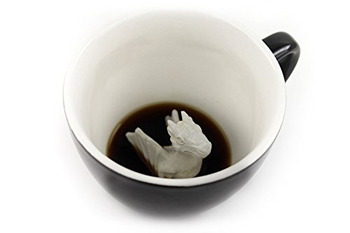creature cups Dragon Ceramic Cup (11 Ounce, Black) - Hidden Animal Inside - Holiday and Birthday Gift for Coffee & Tea Lovers - Click to Buy