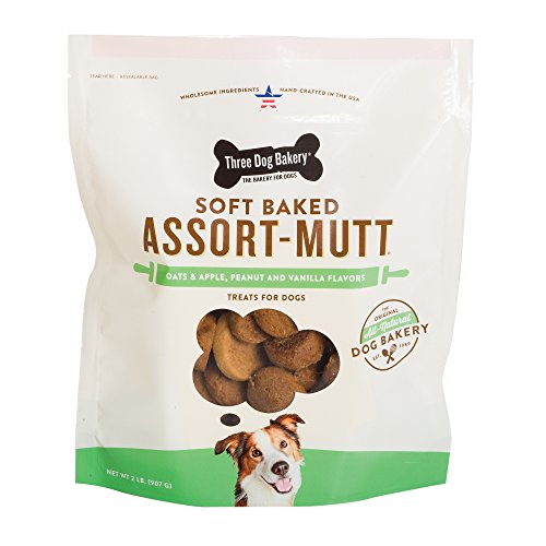 Three Dog Bakery Classic Wafers Baked Dog Trests, Assortmutt Oats & Apples, Peanut and Vanilla, 32 oz - Click to Buy
