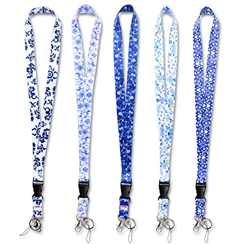DYZD Lanière tour de cou de 40,6 cm avec anneau en métal pour porte-badges, clés, porte-clés, téléphones portables, appareils photo, USB – 5 couleurs (style 2,5 pièces) - Click to Buy
