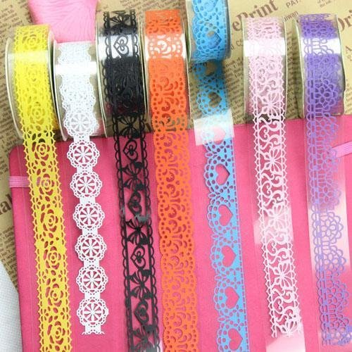 Washi Tape, 5 Roll Lace Flower DIY Decorative Masking Sticky Adhesive Tape for Scrapbooking & Phone DIY Decoration