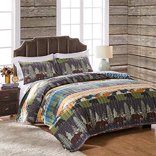 Greenland Home Black Bear Lodge Quilt Set, 3-Piece Full/Queen