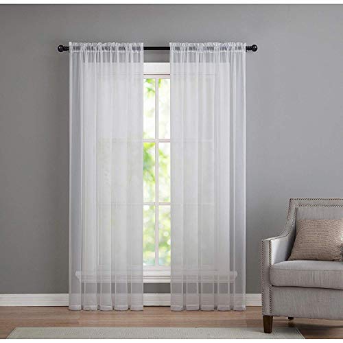 2 Pack: Basic Rod Pocket Sheer Voile Window Curtain Panels in White by GoodGram (84 in. Long) - Click to Buy