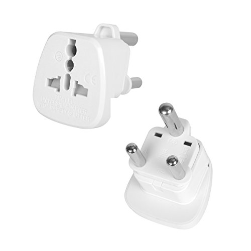 INIBUD Pack of 2 Universal UK EU US AU Socket to 3-Pin Prong for Big South Africa Swaziland Lesotho Mozambique Namibia Botswana Travel Adapter Plug Jack UTABJ523 - Click to Buy