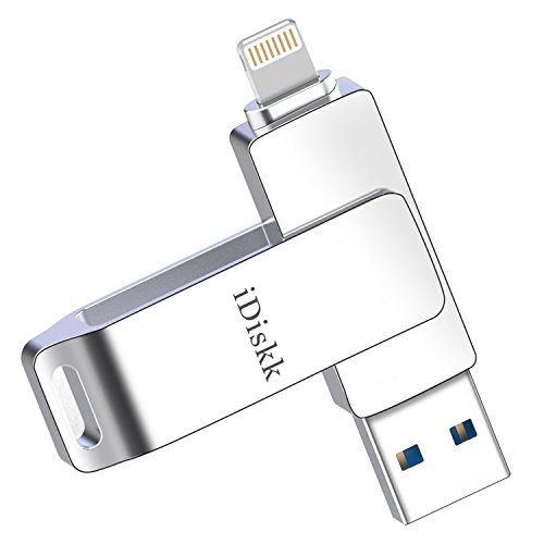 iDiskk 32GB USB Flash Drive Photo Stick for iPhone 11 pro XR XS Max iPad Lightning USB 3.0 External Storage for iPad iOS 13 PC Macbook,Touch ID Encryption
