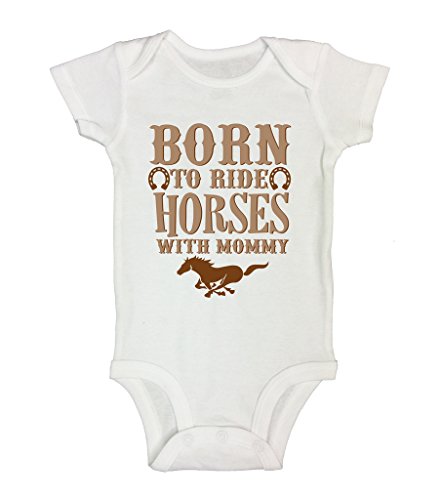 Cute Western Onesies "Born To Ride Horses"- Royaltee Animal Boutique Shirts 3-6 Months, White - Click to Buy
