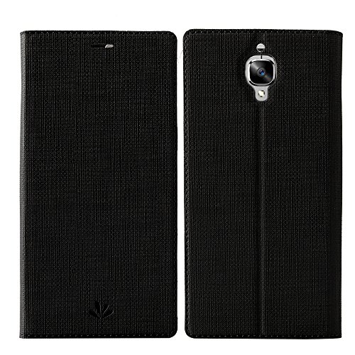 OnePlus 3T case,OnePlus 3 Cover,Feitenn Premium Flip Leather PU Wallet case Smart Cover with Stand Kickstand Card Holder Magnetic Closure Slim Fit Cover case for OnePlus 3 & OnePlus 3T (Black) - Click to Buy