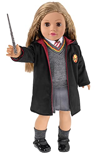 18 Inch Doll Clothes and Accessories School Uniform Costume Set Include Outfit Shoes for Girls (No Doll) - Click to Buy