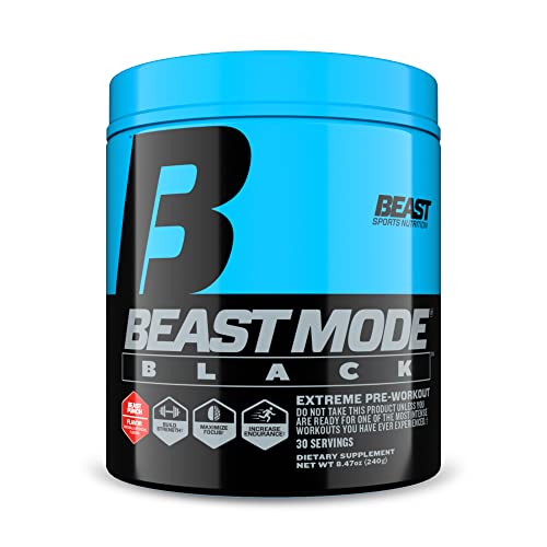 Beast Sports Nutrition Beast Mode Black, Beast Punch - Pre-Workout Powder - Explosive Energy, Laser Focus, Strength, Endurance - Beta Alanine, Taurine, L-Tyrosine, Caffeine, DMAE, PeakO2, Teacrine - Click to Buy