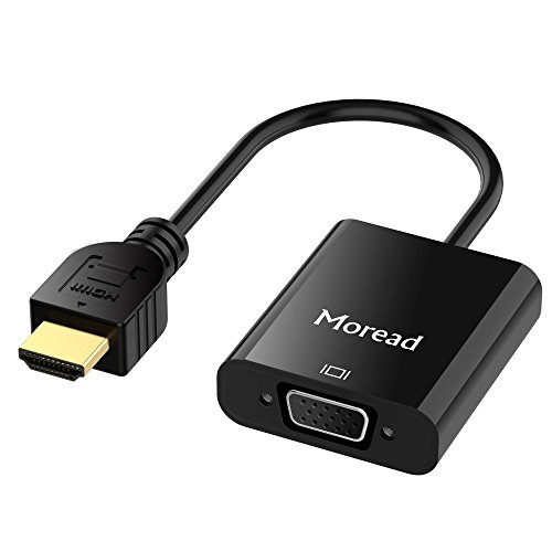 HDMI to VGA with Audio, Moread Gold-Plated HDMI to VGA Adapter Male to Female with Micro USB & 3.5mm Audio Port Cable - Black