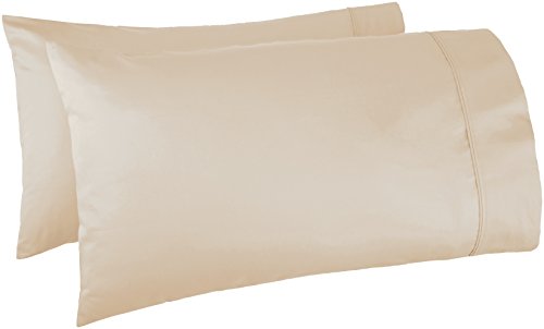 Amazon Basics 400 Thread Count Cotton Pillow Cases - King, Set of 2, Beige, Pillows Not Included - Click to Buy