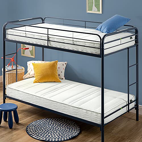 ZINUS 6 Inch Foam and Spring Mattress, Twin, 2 Piece Set for Bunk Beds, Mattress in A Box, White