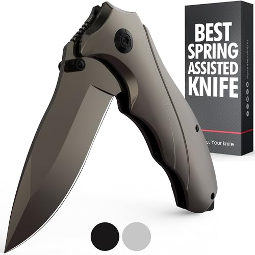 Pocket Knife for Men - Folding Knives with Sharp Blade Aluminum Handle Glass Breaker and Pocket Clip - Best Gear for Tactical Camping Hunting Fishing EDC Survival - Birthday Gift Idea - 6495