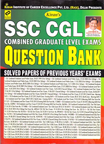 Kiran’s SSC CGL Combined Graduate Level Exams Question Bank 1999-2016 (47 Solved Papers of Previous Year Exams) - 1827 - Click to Buy