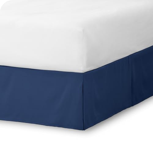 Bare Home Bed Skirt Double Brushed Premium Microfiber, 15-Inch Tailored Drop Pleated Dust Ruffle, 1800 Ultra-Soft Collection, Shrink and Fade Resistant (Queen, Dark Blue) - Click to Buy