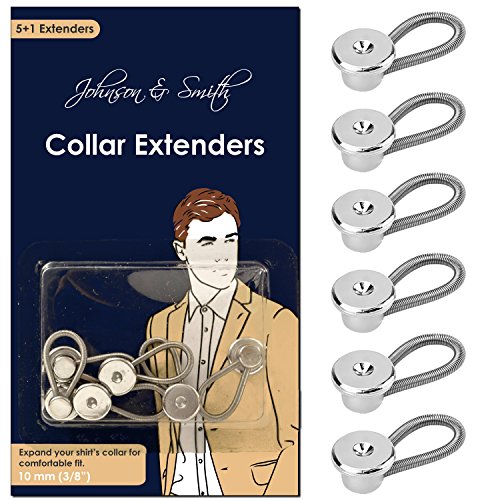 Johnson & Smith Collar Extenders-Neck Extender/Wonder Button for 1/2 Size Expansion of Men Dress Shirts (Pack: 5+1, 3/8") - Click to Buy