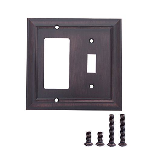 Amazon Basics Toggle and Gang Light Switch Wall Plate, Oil Rubbed Bronze, 2-Pack - Click to Buy