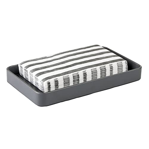 mDesign Modern Decorative Metal Guest Hand Towel Storage Tray Dispenser, Sturdy Holder for Disposable Paper Napkins - Bathroom Vanity Countertop Organization - Matte Slate - Click to Buy