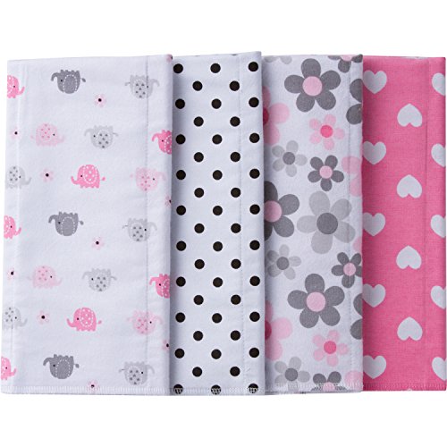 Gerber Unisex-Baby 4-Pack Flannel Burp Cloth, elephants/flowers, 20" x 14" - Click to Buy
