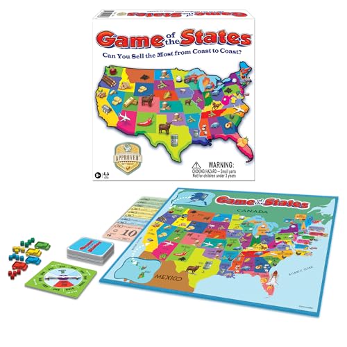 Game of The States with 1970's Original Artwork, by Winning Moves Games USA, Children's Pick Up and Deliver Game, for 2 to 4 Players, Ages 8 and up - Click to Buy
