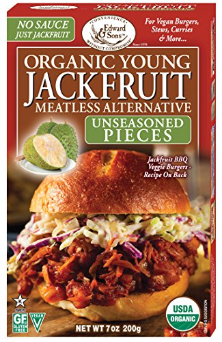 Edward & Son's Organic Unseasoned Young Jackfruit Pieces – Great Meatless Alternative, Plant Based Meat, Non-GMO, USDA Organic – 7 Oz (Pack of 6) - Click to Buy