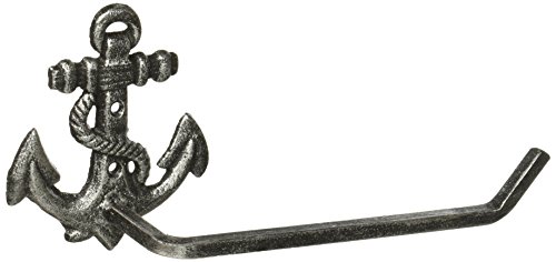 Hampton Nautical Antique Silver Cast Iron Anchor Toilet Paper Holder 10" Bathroom Beach Home Decorating - Click to Buy