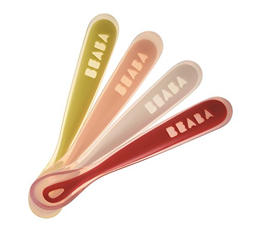 BEABA First Stage Baby Feeding Spoon Set, THE ORIGINAL Soft Tip Silicone Spoons for Babies, Gum Friendly BPA Lead Phthalate and Plastic Free, Great Gift Set (4 Pack), Neon - Click to Buy