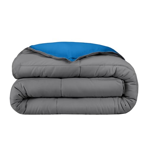 Bare Home Extra Long Comforter - Reversible Colors - Goose Down Alternative - Ultra-Soft - Premium 1800 Series - All Season Warmth - Bedding Comforter (Twin/Twin XL, Grey/Medium Blue) - Click to Buy