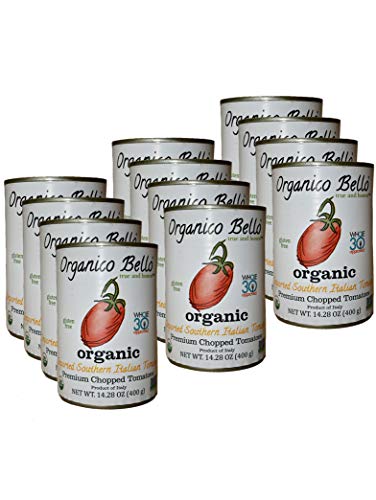Organico Bello - Organic Southern Italian Chopped Tomatoes - 14.28oz (Pack of 12) - Non GMO, Whole 30 Approved, Gluten Free, BPA Free - Click to Buy