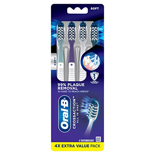 Oral-B CrossAction All In One Toothbrush, Soft, Deep Plaque Removal, 4 count - Click to Buy